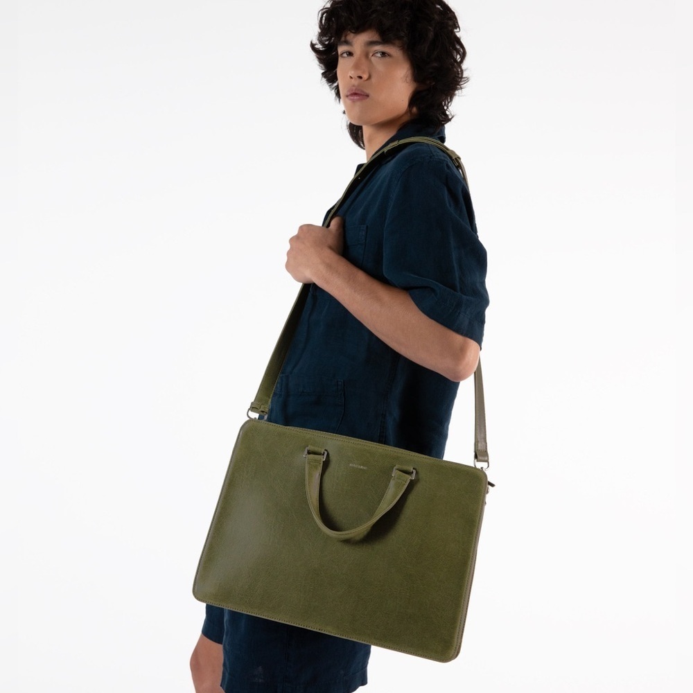 MATT & NAT Alban VEGAN BRIEFCASE in Olive Green